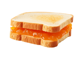 Photo of a delicious sandwich with orange marmalade isolated on a white background