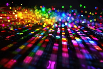 Obraz premium Abstract, colorful pixel dispersion on a black background