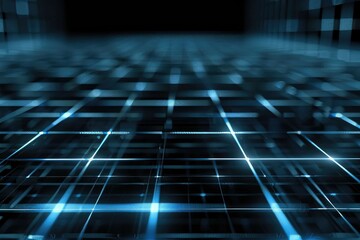 Luminous digital grid lines on a dark, blurred backdrop