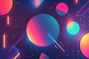 Smooth gradient with floating, digital geometric shapes
