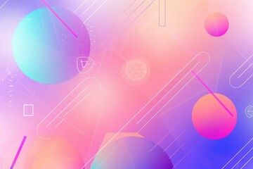Smooth gradient with floating, digital geometric shapes