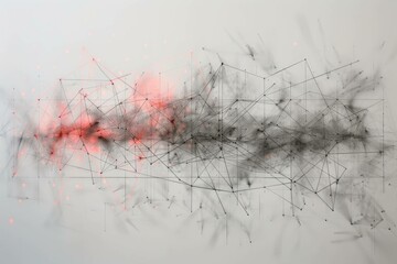 Softly glowing, neon-hued network mesh on a subtle gray canvas