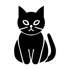 black vector cat icon on white background