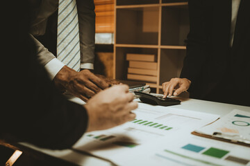 economic concepts Business and partner plan data analysis to determine the direction of the...
