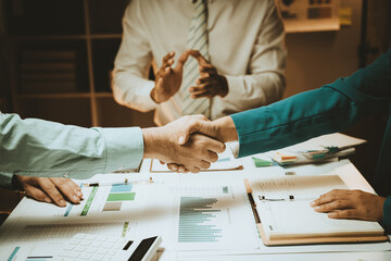 economic concepts Business and partner plan data analysis to determine the direction of the...