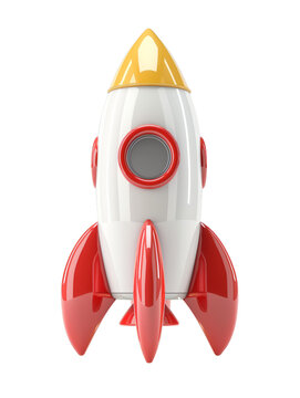 Red and white space rocket isolated 