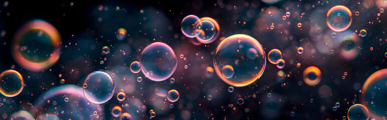 Ethereal Dance of Soap Bubbles in a Cosmic-like Atmosphere: A Dreamy Abstract Background