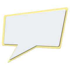 Yellow 3D Speech Bubble Icon Isolated on White