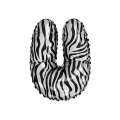 3D zebra animal pattern helium balloon letter U