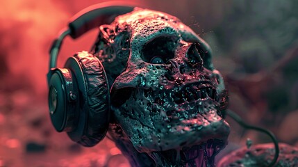 Zombie wearing headphones, a static hum replacing the music it can no longer enjoy or remember.