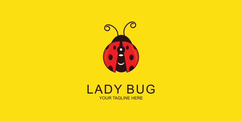 Creative insect red lady bug logo design with modern concept| premium vector