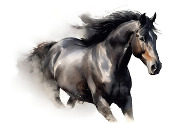 Obraz na płótnie Canvas black aquarelle horse d style