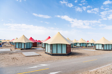 The camping area in Wusut Shuiyadan Scenic Area in Qinghai