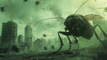 A science experiment gone wrong, creating mutant insects attacking a city