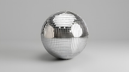 Fototapeta na wymiar Silver disco mirror ball on white background. Generative ai
