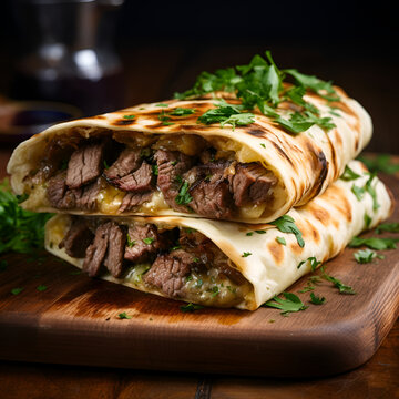 tortilla stuffed with grilled beef