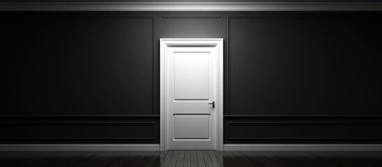 Black Empty Room with Open White Door