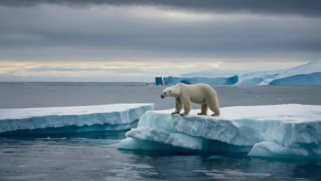 Polar bear on iceberg, wild animals concept	
