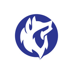 Wild head wolf fierce face vector logo design.	