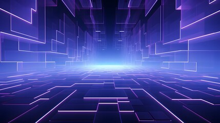 3d rendering of purple and blue abstract geometric background. Scene for advertising, technology, showcase, banner, game, sport, cosmetic, business, metaverse. Sci-Fi Illustration. Product display
