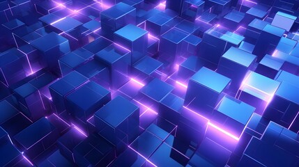 3d rendering of purple and blue abstract geometric background. Scene for advertising, technology,...