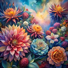 Fototapeta premium watercolor painting of flowers