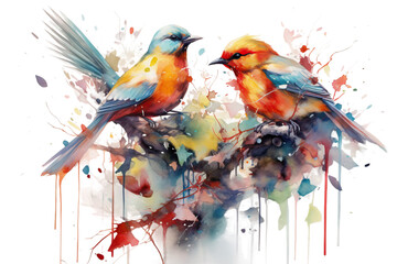 watercolor painting Birds