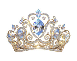 Crown with blue diamonds.Ai generated image. - 758078991