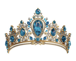 Crown with blue diamonds.Ai generated image. - 758079364