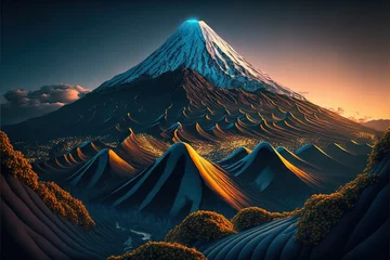 Rollo Błękitna i złota godzina nad górą Fuji w Japonii © Makargina