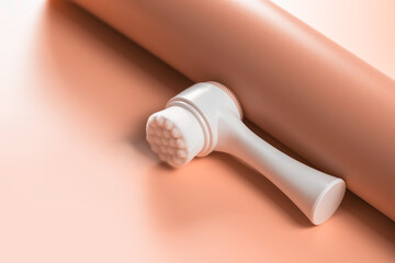 Brush for washing and cleansing the face. Hygienic device. Female beauty.