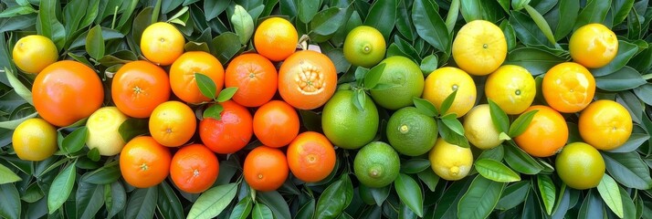 Colorful citrus fruit palette   a vibrant mix of assorted citrus fruits for a refreshing display