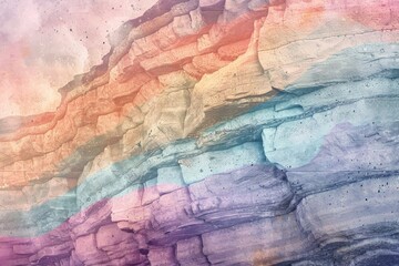 Naklejka premium Hand-drawn pastel digital watercolour paint sketch Intricate fractal patterns on a sedimentary rock formation its earthy tones isolated on a gradient background 