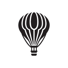 hot air balloon silhouettes and icons isolated on white background