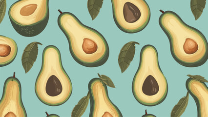 Flat Design Vector Illustration of Avocado