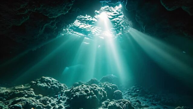 sunlight in the underwater sea