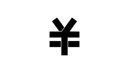 chinese yuan sign, black isolated silhouette