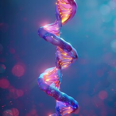 A 3D cartoon DNA strand animated with vibrant colors