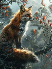 Fototapeta premium Kitsune wielded their foxfire and illusions guardians of the forest and tricksters at heart