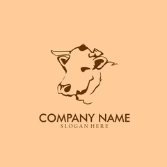 Cow head silhouette logo. Cow head vector illustration.