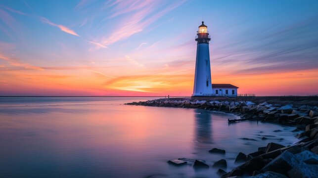 Scenic landscape: castle hill lighthouse, newport, rhode island - picturesque new england coastal view