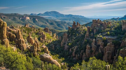 Scenic landscape of chiricahua mountain range, arizona-new mexico border, usa