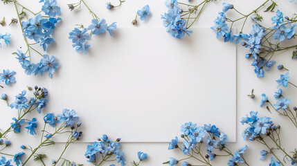 Blue Flowers on White Background