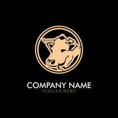 Cow head silhouette logo. Cow head vector illustration.