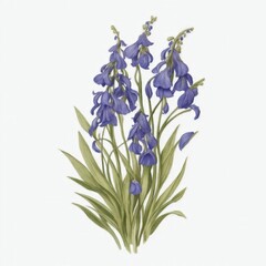 Obraz premium A Bluebell tattoo traditional old school bold line on white background