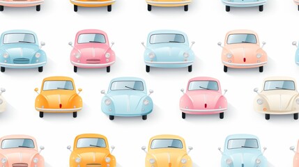  Pastel Car Pattern Seamless 