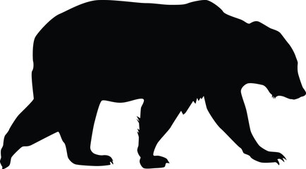 Silhouette of a grizzly bear illustration in vector - obrazy, fototapety, plakaty