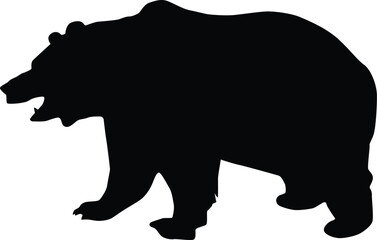Silhouette of a grizzly bear illustration in vector