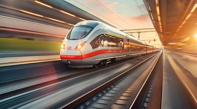 high speed train on the rails