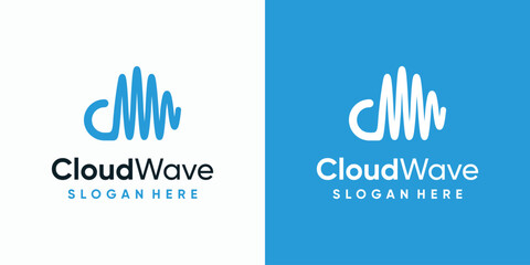 Vector logo design for initials letter C wave lines cloud shape with modern, simple, clean and abstract style.